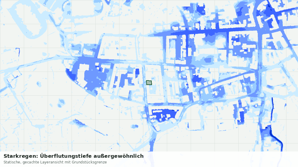Statische Kartenansicht: Starkregen: Überflutungstiefe außergewöhnlich