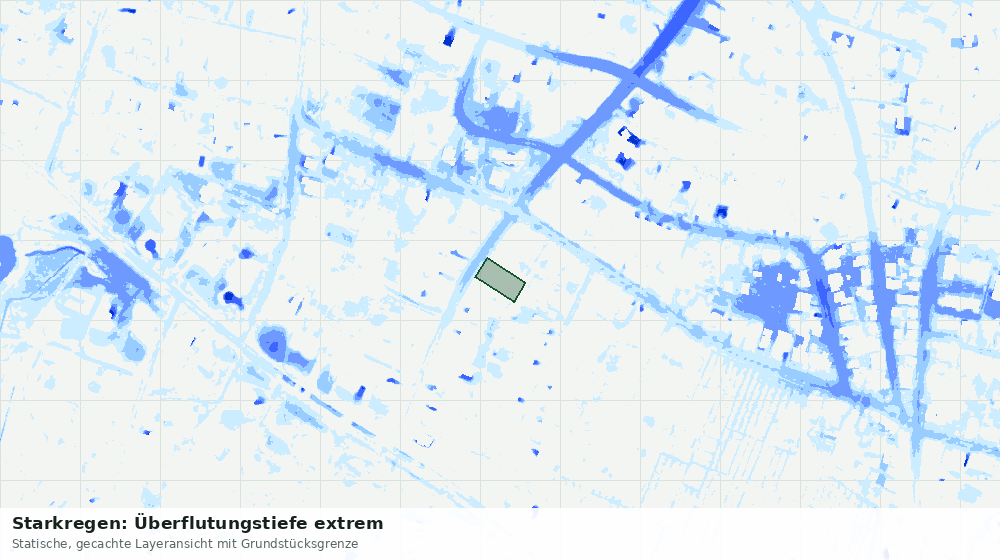 Statische Kartenansicht: Starkregen: Überflutungstiefe extrem