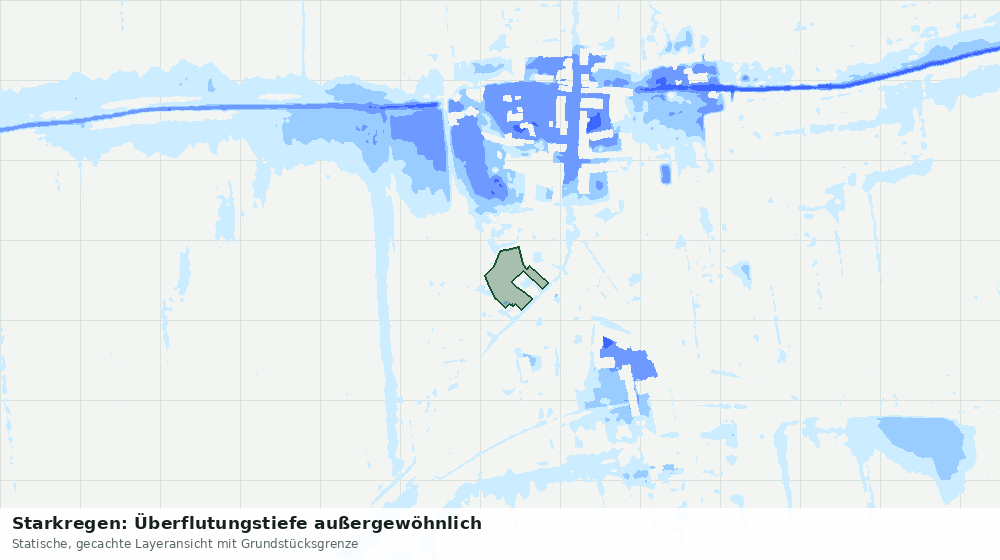 Statische Kartenansicht: Starkregen: Überflutungstiefe außergewöhnlich