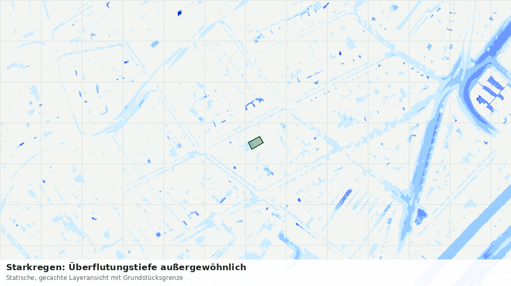 Statische Kartenansicht: Starkregen: Überflutungstiefe außergewöhnlich