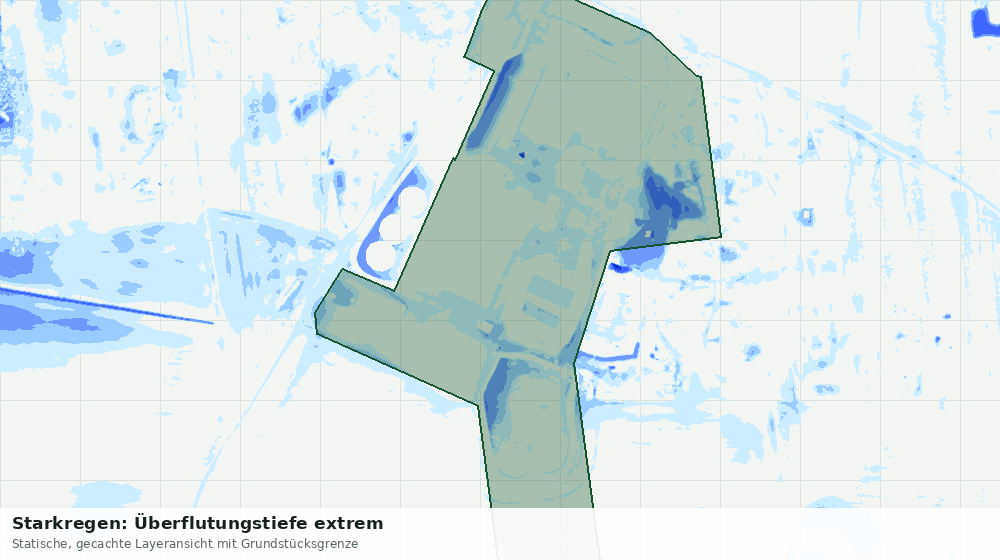 Statische Kartenansicht: Starkregen: Überflutungstiefe extrem