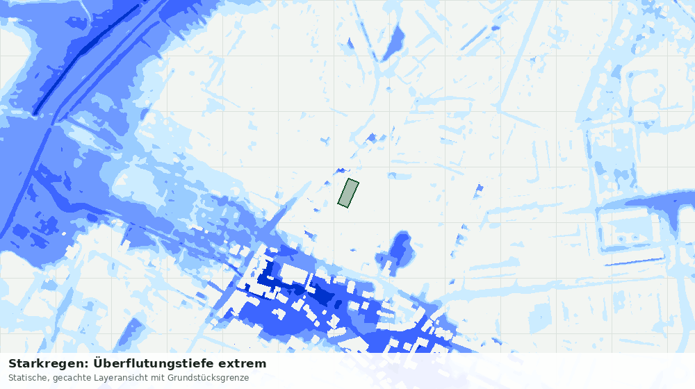 Statische Kartenansicht: Starkregen: Überflutungstiefe extrem