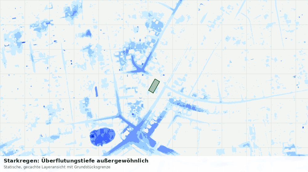 Statische Kartenansicht: Starkregen: Überflutungstiefe außergewöhnlich