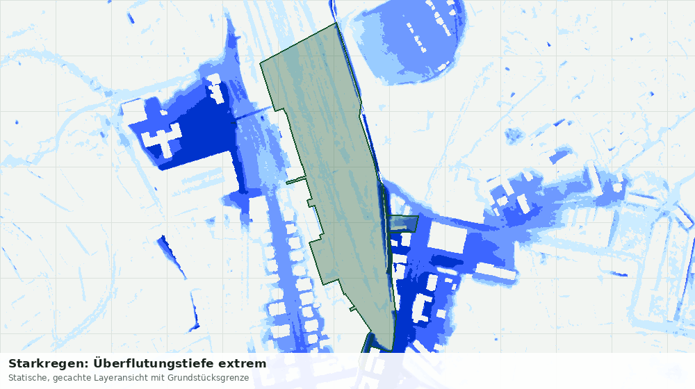 Statische Kartenansicht: Starkregen: Überflutungstiefe extrem