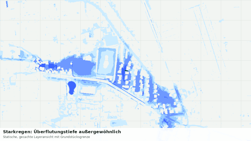 Statische Kartenansicht: Starkregen: Überflutungstiefe außergewöhnlich