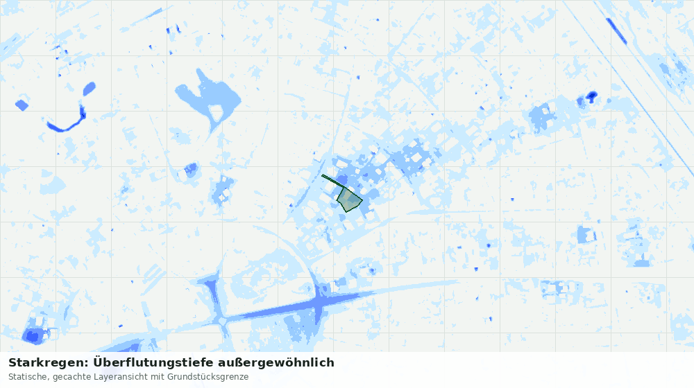 Statische Kartenansicht: Starkregen: Überflutungstiefe außergewöhnlich