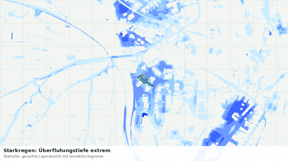 Statische Kartenansicht: Starkregen: Überflutungstiefe extrem