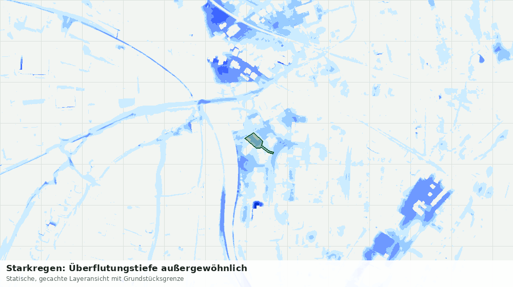 Statische Kartenansicht: Starkregen: Überflutungstiefe außergewöhnlich