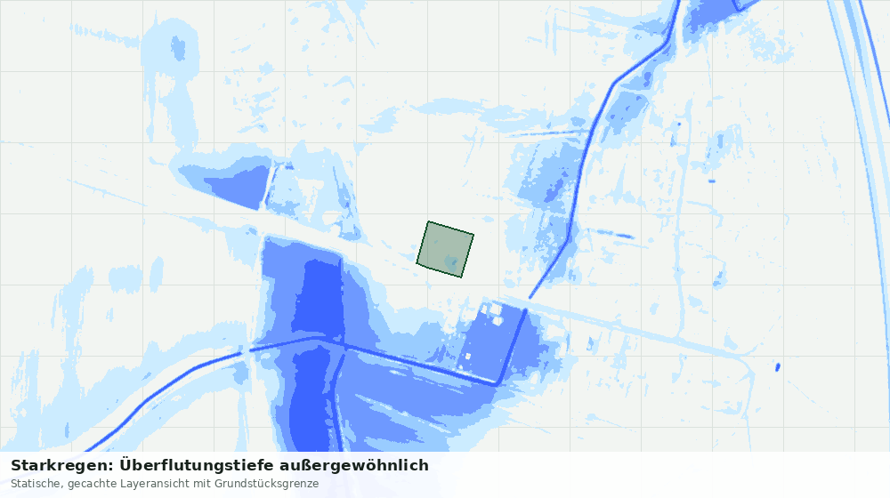 Statische Kartenansicht: Starkregen: Überflutungstiefe außergewöhnlich