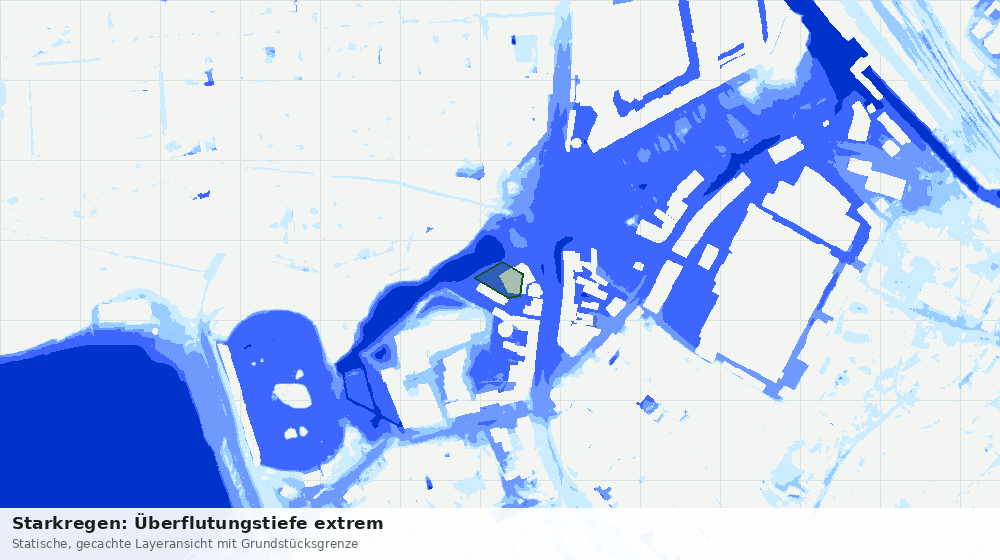 Statische Kartenansicht: Starkregen: Überflutungstiefe extrem