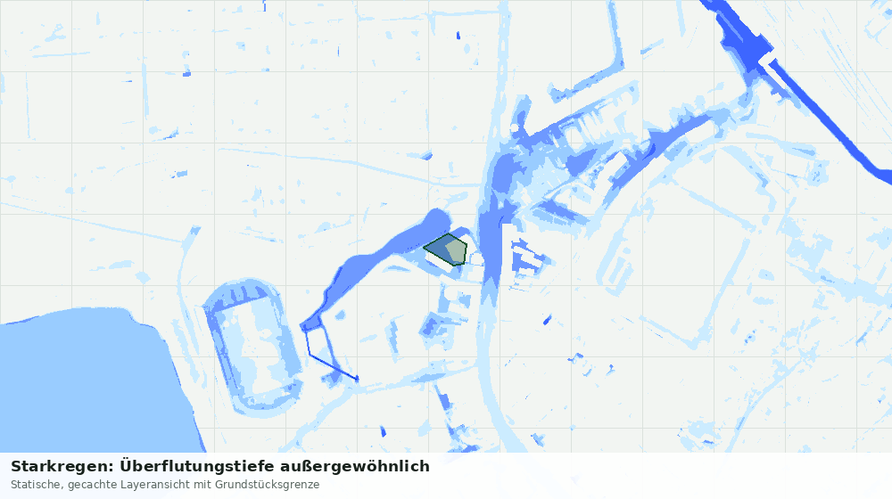 Statische Kartenansicht: Starkregen: Überflutungstiefe außergewöhnlich