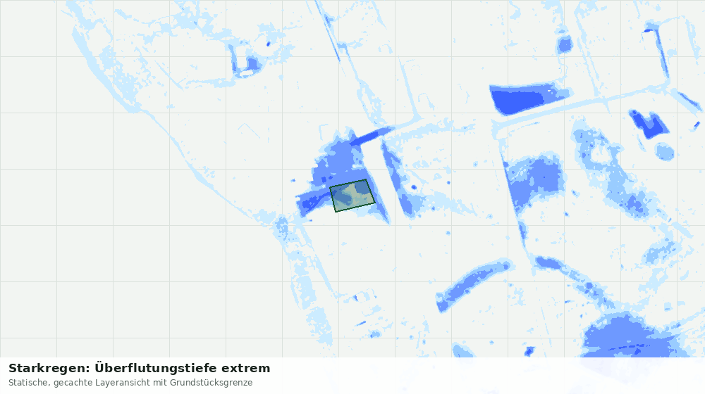 Statische Kartenansicht: Starkregen: Überflutungstiefe extrem