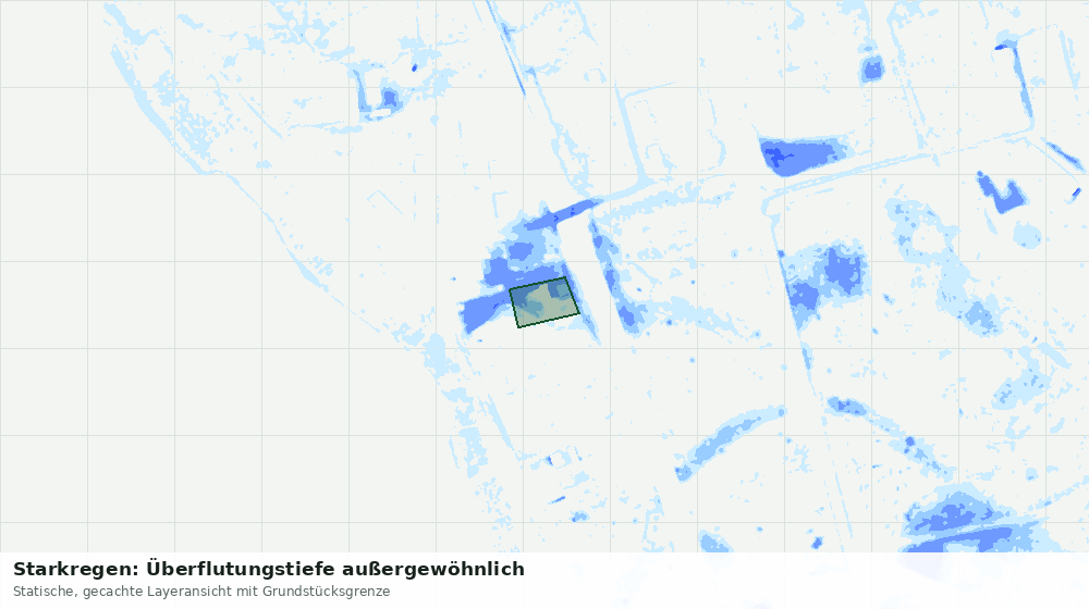 Statische Kartenansicht: Starkregen: Überflutungstiefe außergewöhnlich