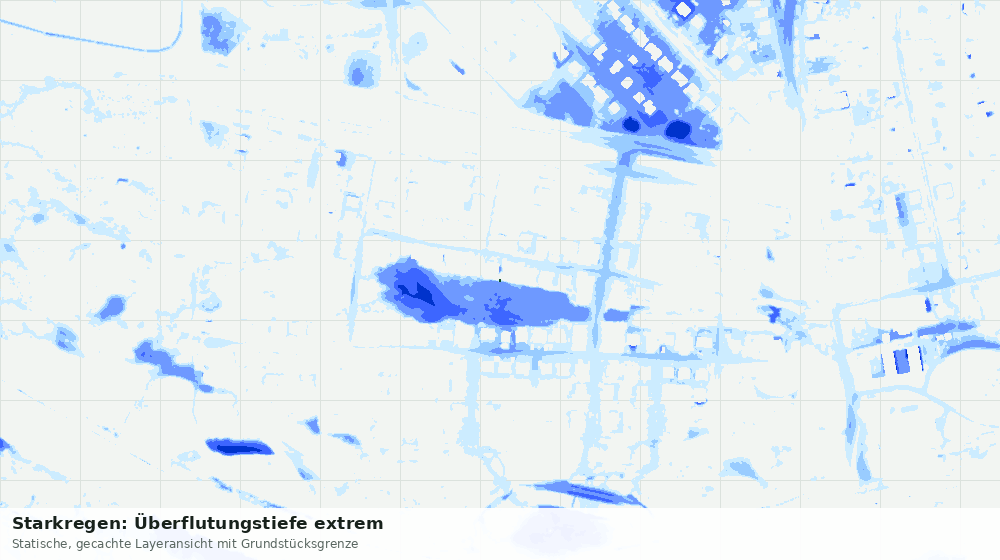 Statische Kartenansicht: Starkregen: Überflutungstiefe extrem