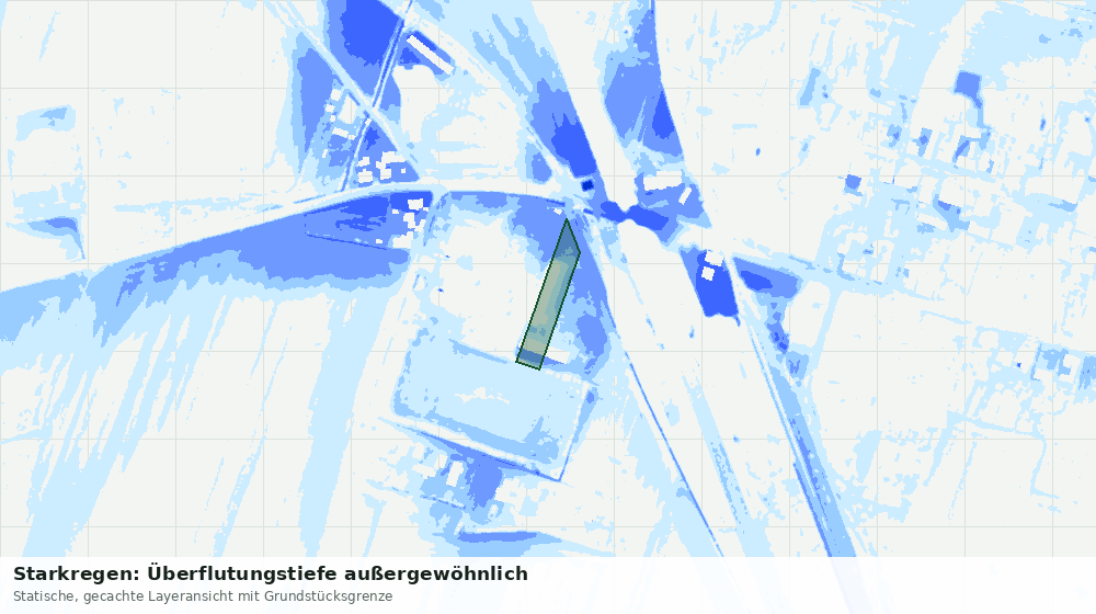 Statische Kartenansicht: Starkregen: Überflutungstiefe außergewöhnlich