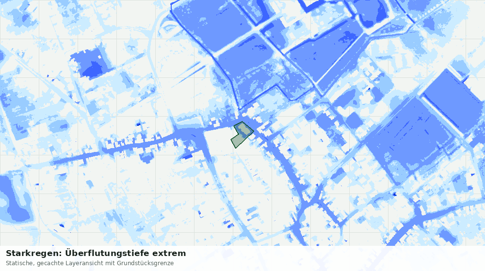 Statische Kartenansicht: Starkregen: Überflutungstiefe extrem
