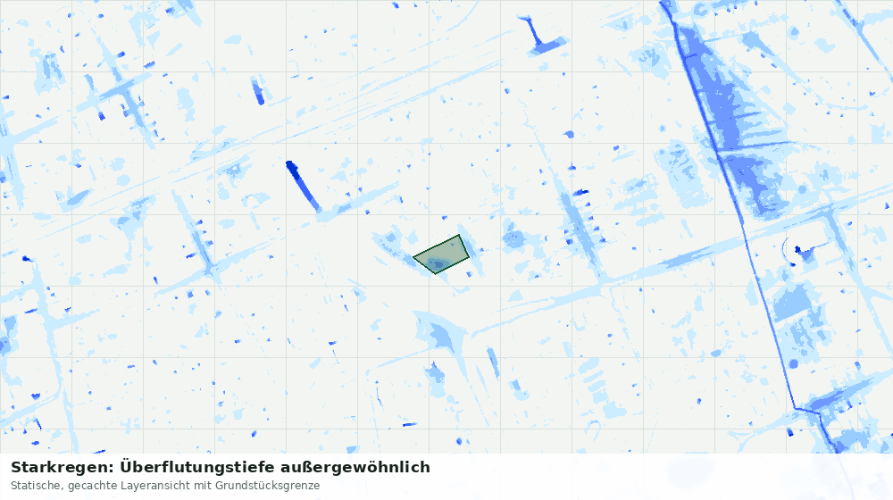 Statische Kartenansicht: Starkregen: Überflutungstiefe außergewöhnlich
