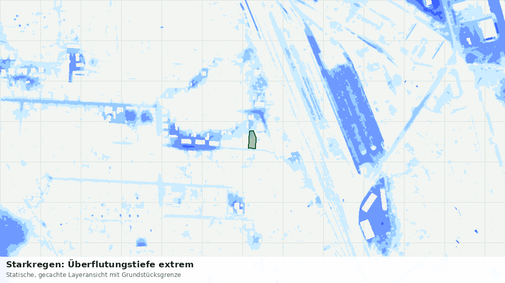 Statische Kartenansicht: Starkregen: Überflutungstiefe extrem