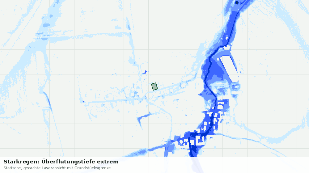 Statische Kartenansicht: Starkregen: Überflutungstiefe extrem