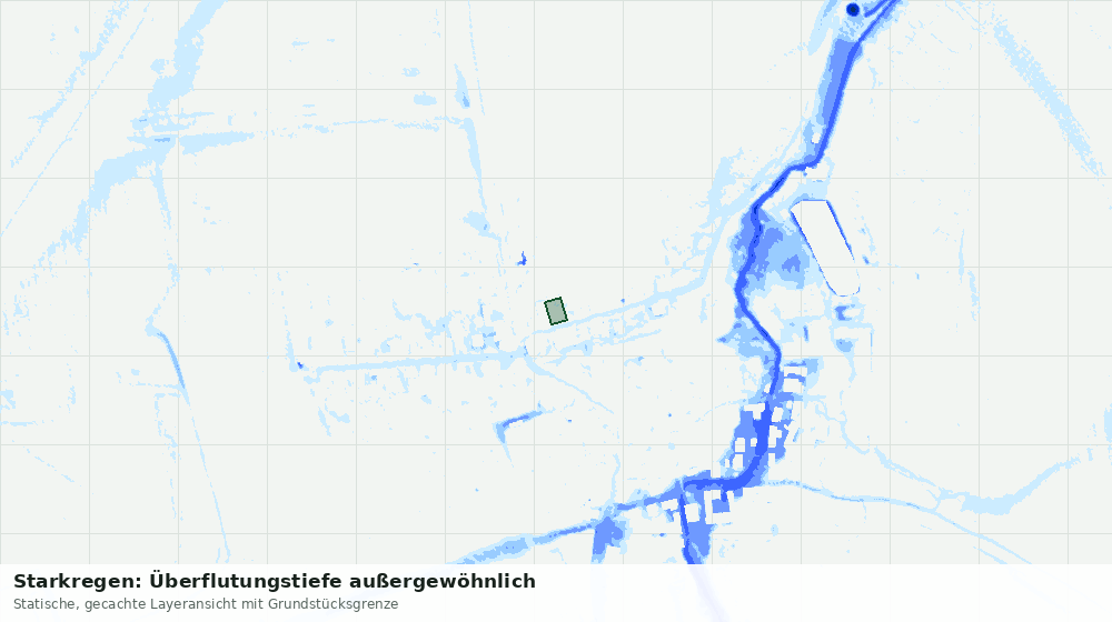 Statische Kartenansicht: Starkregen: Überflutungstiefe außergewöhnlich