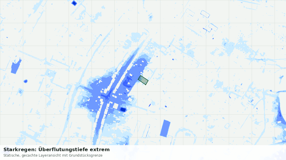 Statische Kartenansicht: Starkregen: Überflutungstiefe extrem