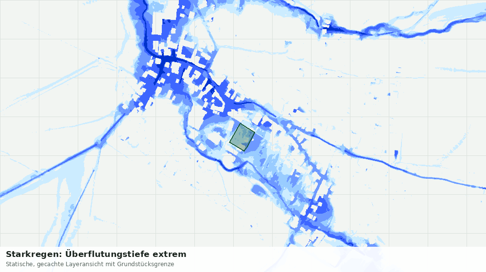 Statische Kartenansicht: Starkregen: Überflutungstiefe extrem
