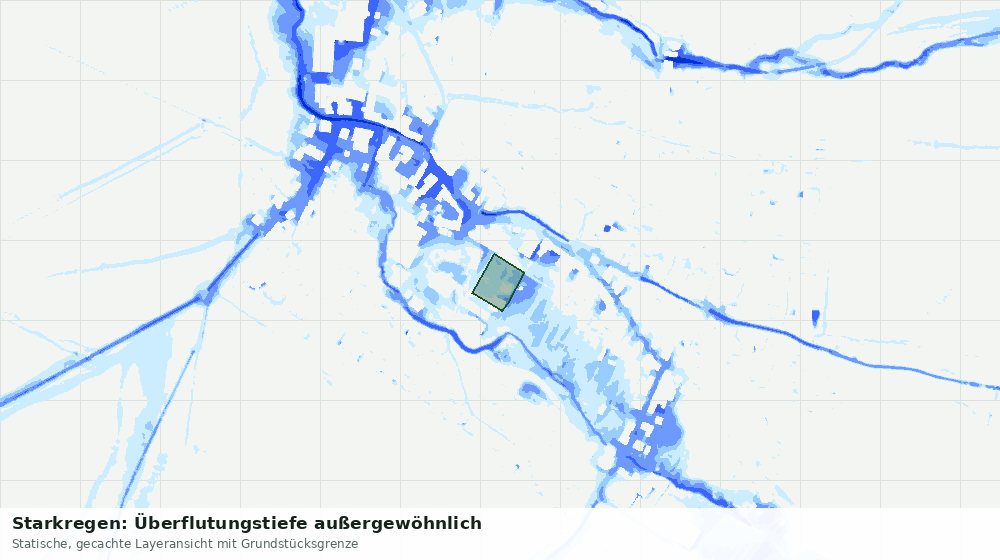 Statische Kartenansicht: Starkregen: Überflutungstiefe außergewöhnlich