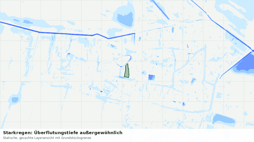 Statische Kartenansicht: Starkregen: Überflutungstiefe außergewöhnlich