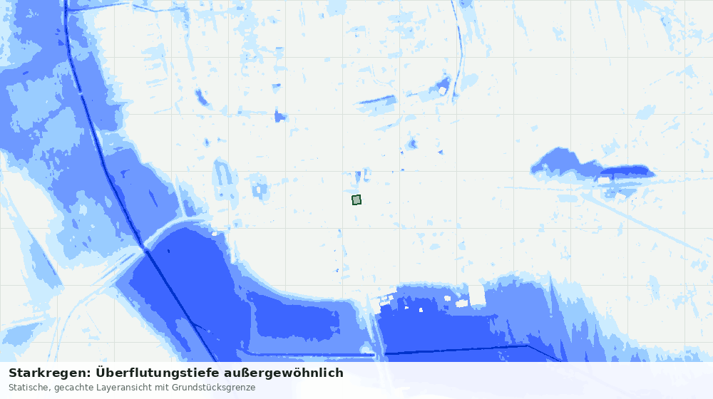 Statische Kartenansicht: Starkregen: Überflutungstiefe außergewöhnlich