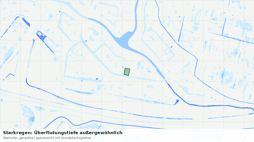 Statische Kartenansicht: Starkregen: Überflutungstiefe außergewöhnlich