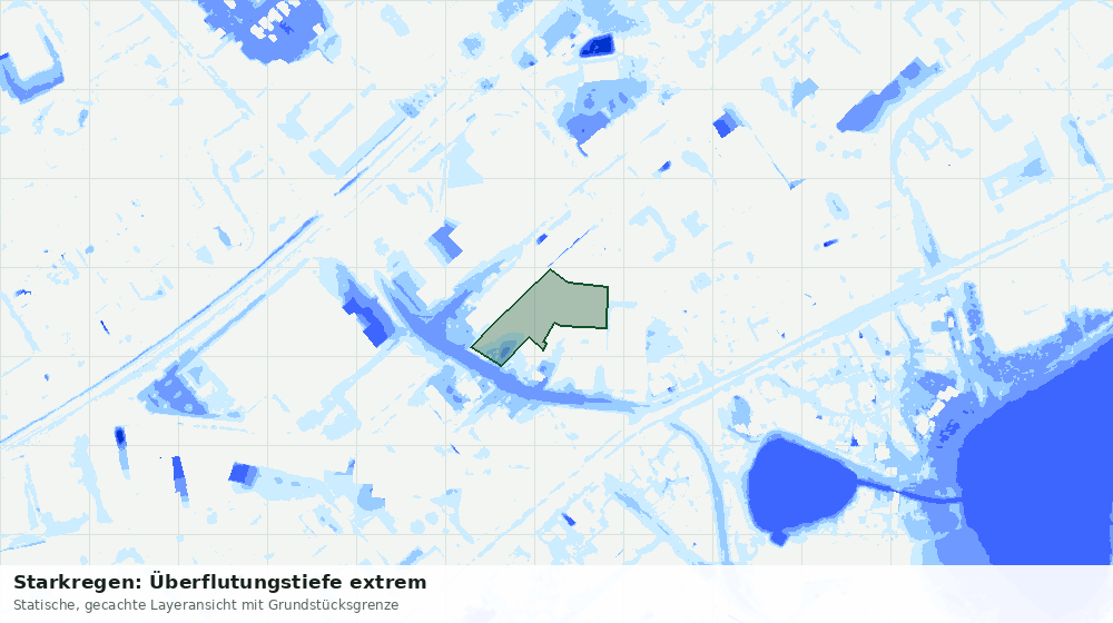 Statische Kartenansicht: Starkregen: Überflutungstiefe extrem