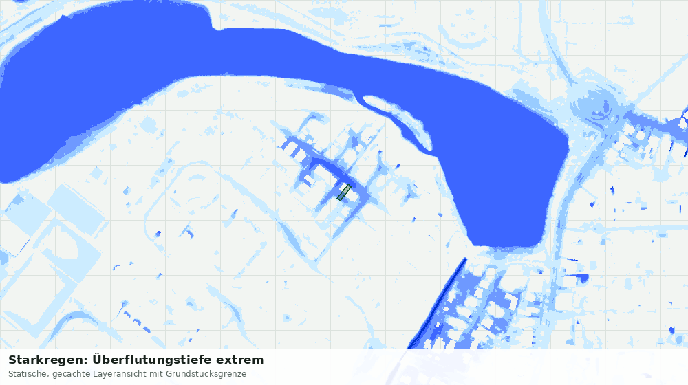 Statische Kartenansicht: Starkregen: Überflutungstiefe extrem