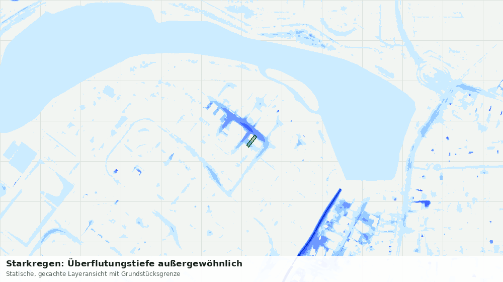 Statische Kartenansicht: Starkregen: Überflutungstiefe außergewöhnlich