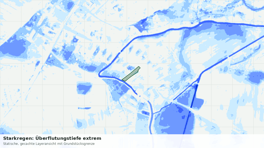Statische Kartenansicht: Starkregen: Überflutungstiefe extrem