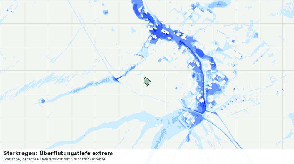 Statische Kartenansicht: Starkregen: Überflutungstiefe extrem