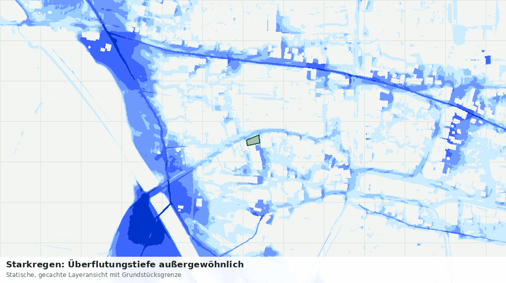 Statische Kartenansicht: Starkregen: Überflutungstiefe außergewöhnlich