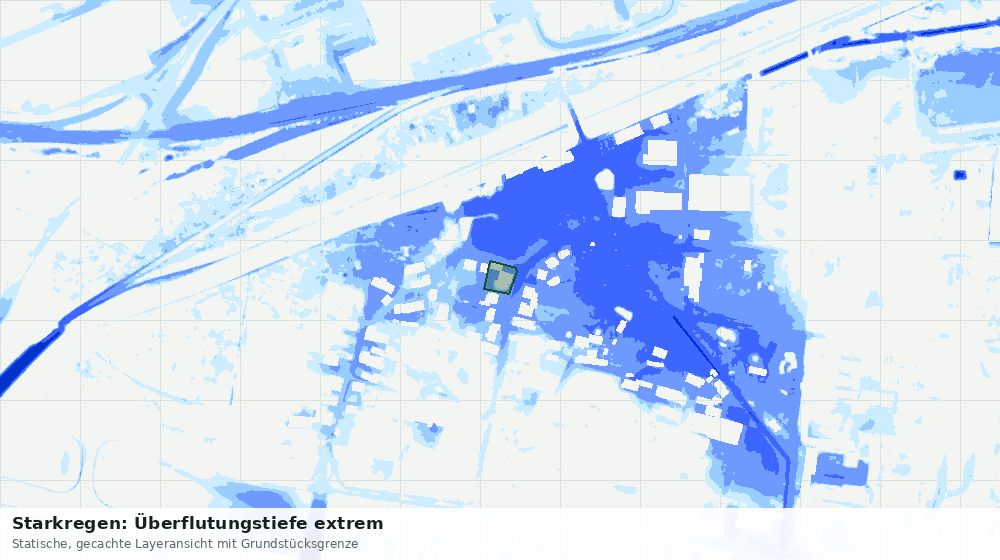 Statische Kartenansicht: Starkregen: Überflutungstiefe extrem