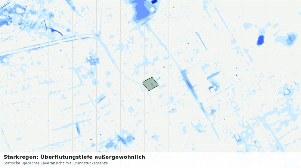 Statische Kartenansicht: Starkregen: Überflutungstiefe außergewöhnlich