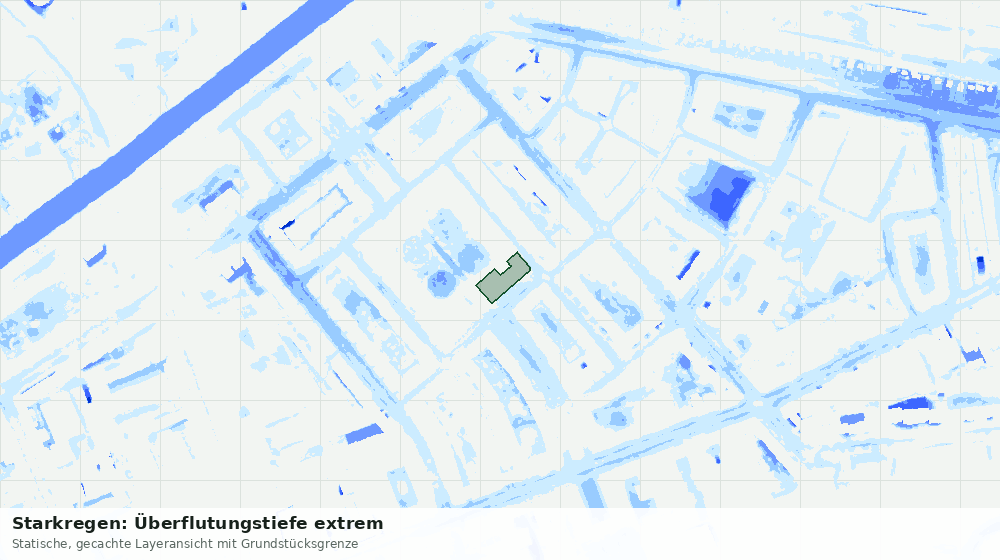 Statische Kartenansicht: Starkregen: Überflutungstiefe extrem