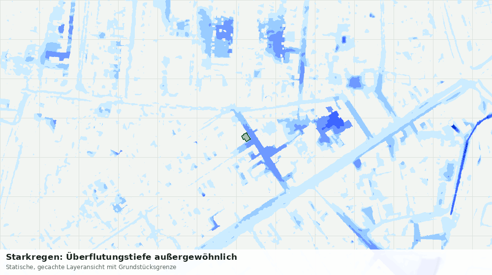 Statische Kartenansicht: Starkregen: Überflutungstiefe außergewöhnlich