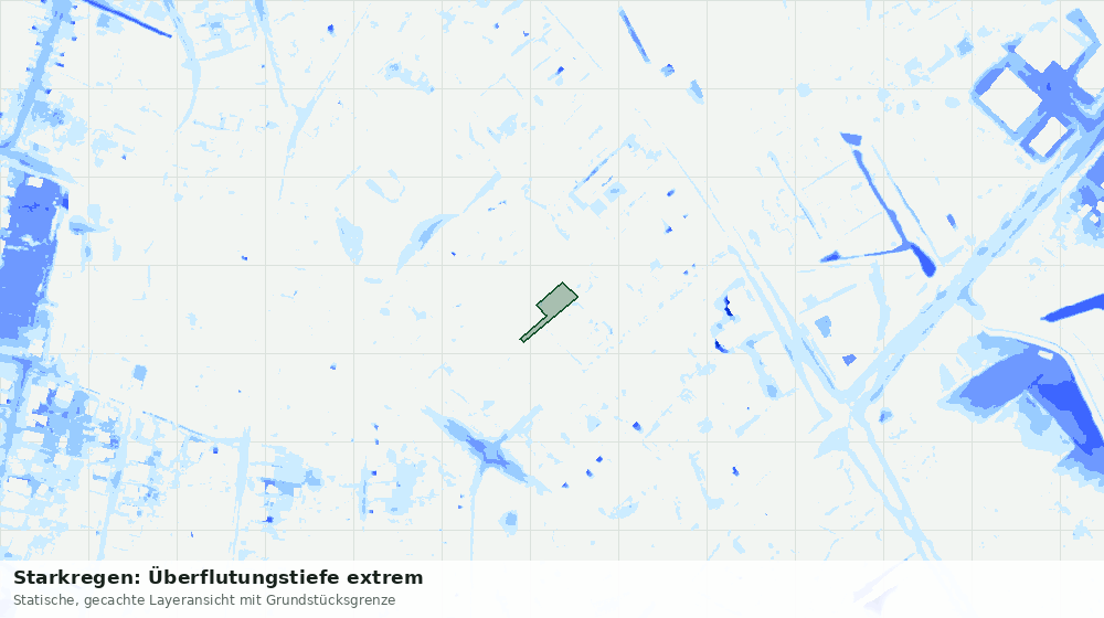 Statische Kartenansicht: Starkregen: Überflutungstiefe extrem