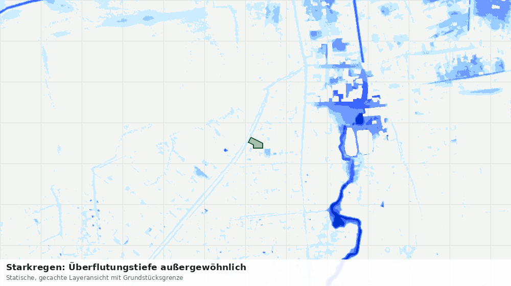 Statische Kartenansicht: Starkregen: Überflutungstiefe außergewöhnlich
