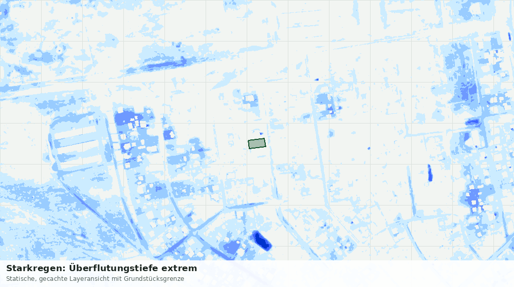 Statische Kartenansicht: Starkregen: Überflutungstiefe extrem