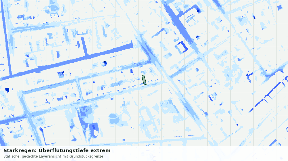 Statische Kartenansicht: Starkregen: Überflutungstiefe extrem