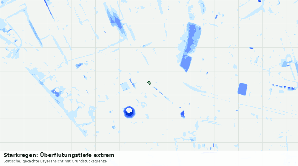 Statische Kartenansicht: Starkregen: Überflutungstiefe extrem