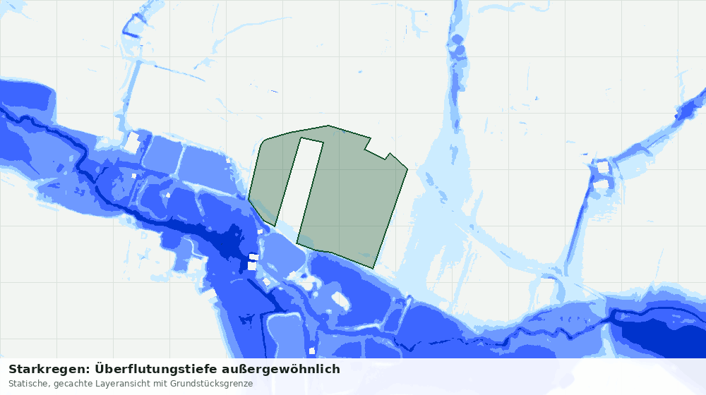 Statische Kartenansicht: Starkregen: Überflutungstiefe außergewöhnlich