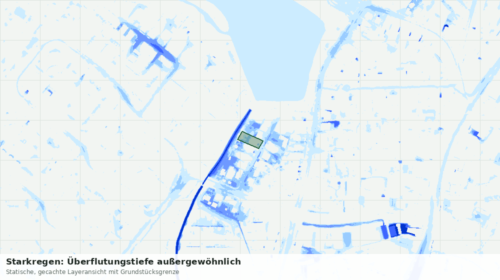 Statische Kartenansicht: Starkregen: Überflutungstiefe außergewöhnlich