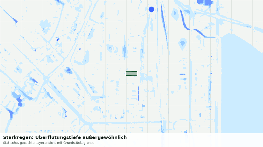 Statische Kartenansicht: Starkregen: Überflutungstiefe außergewöhnlich