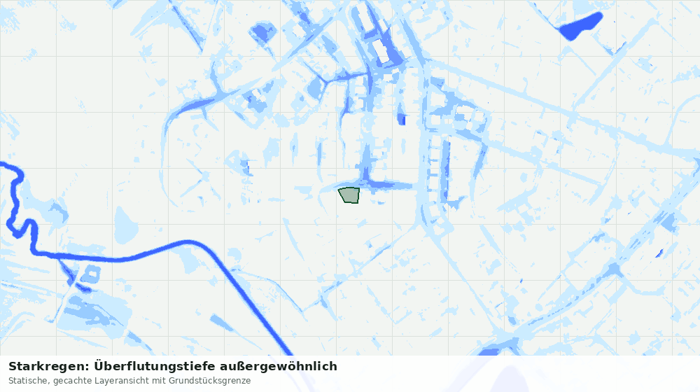 Statische Kartenansicht: Starkregen: Überflutungstiefe außergewöhnlich