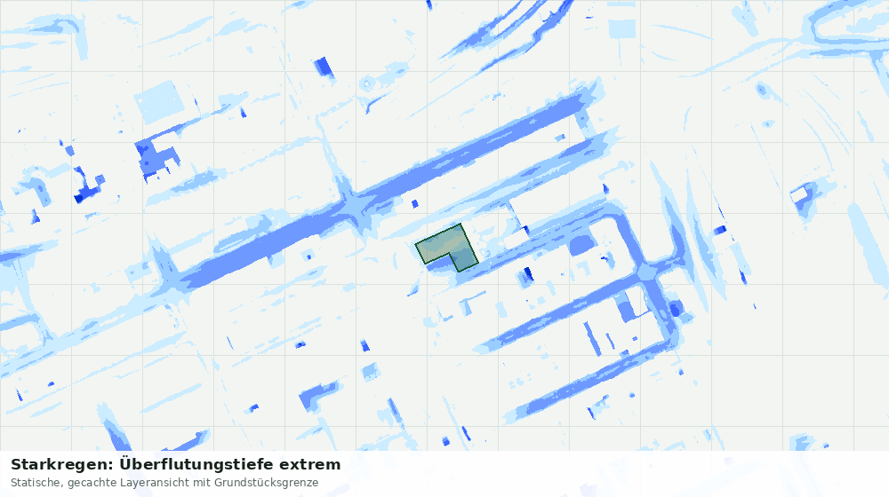 Statische Kartenansicht: Starkregen: Überflutungstiefe extrem
